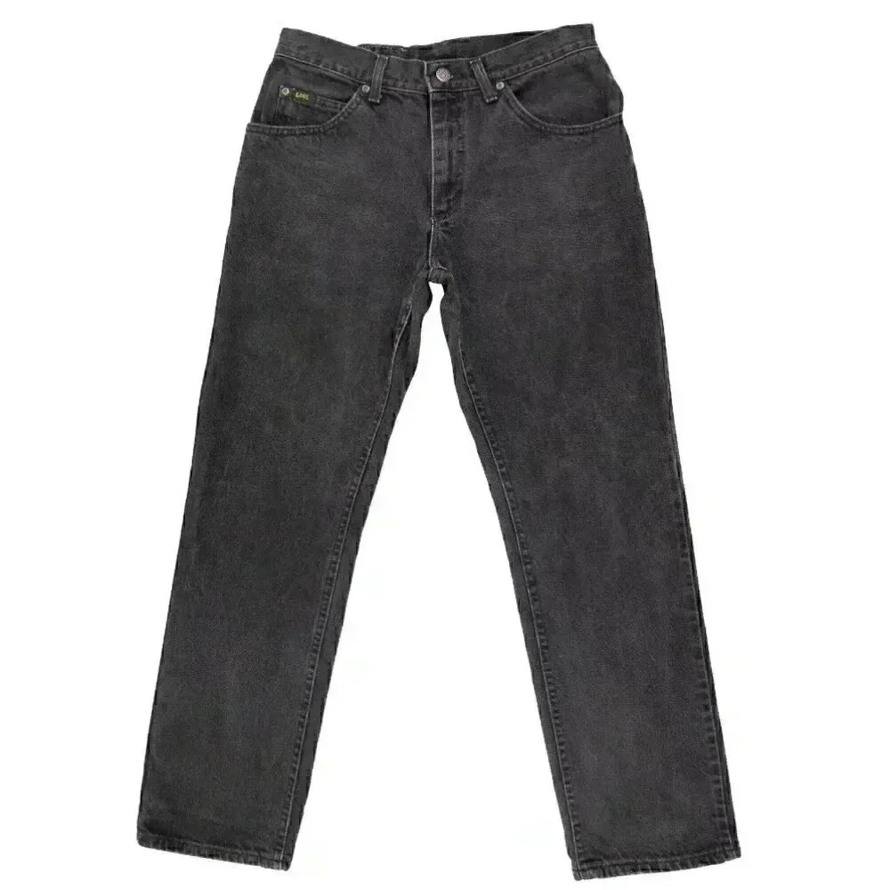 Vintage Lee Black Wash Jeans Size 32W 30L Relaxed Denim Pants Straight Leg Jeans